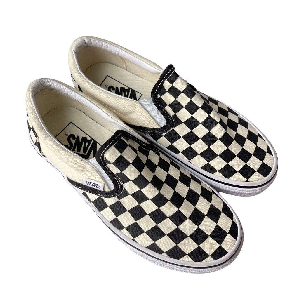 Vans Black White Checkered Slip On Flat Sneakers 6